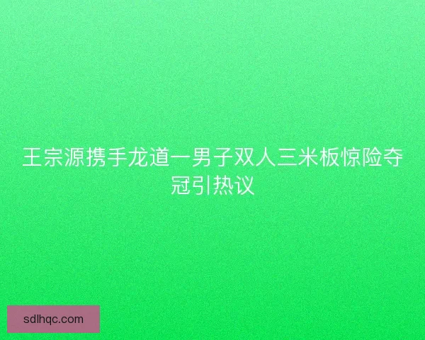 王宗源携手龙道一男子双人三米板惊险夺冠引热议