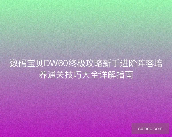 数码宝贝DW60终极攻略新手进阶阵容培养通关技巧大全详解指南