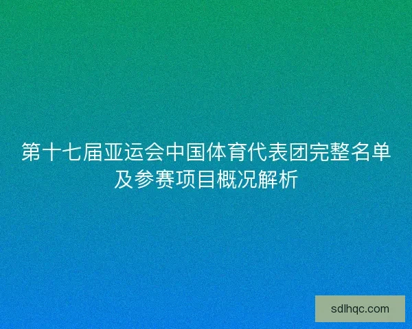 第十七届亚运会中国体育代表团完整名单及参赛项目概况解析