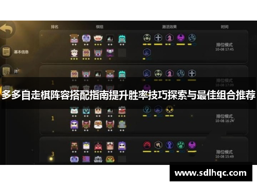 多多自走棋阵容搭配指南提升胜率技巧探索与最佳组合推荐